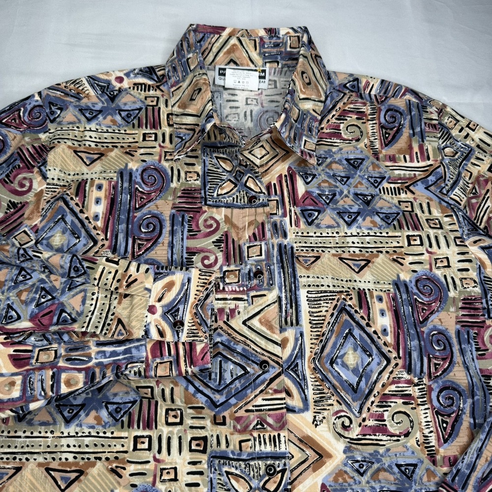 Vintage 90s Panhandle Slim Men M Long Sleeve Shirt Geometric Pearl Snap Western